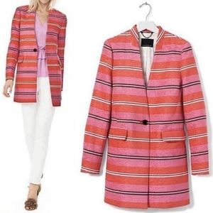 Banana Republic Hot Pink Stripe Mid Length Blazer Jacket - Spring Summer Bright
